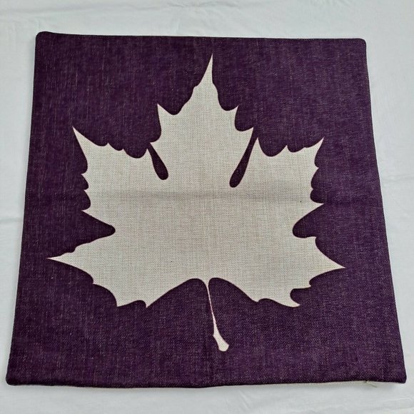 Maple Leaf Purple Cream Pillow Cover Square - Picture 5 of 5